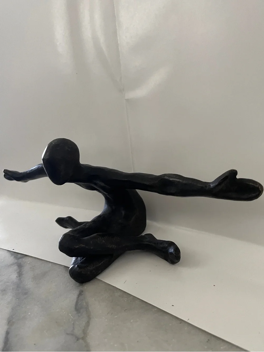 DreamsEden Cast Iron Human Sculpture Abstract Figurine Yoga Pose Gymnastics 12”W